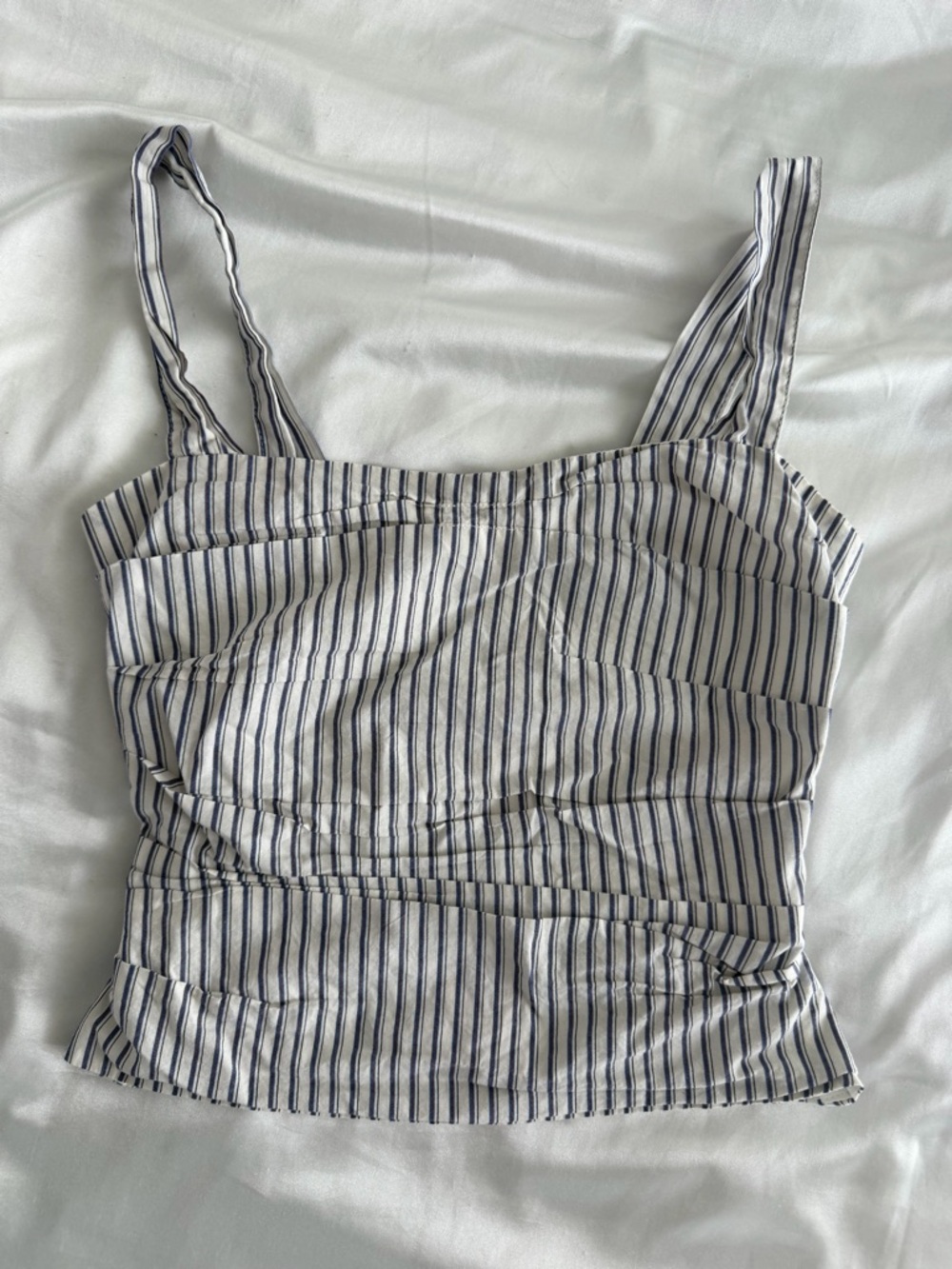 Lioness White & Navy Striped Square-Neck Crop Cami